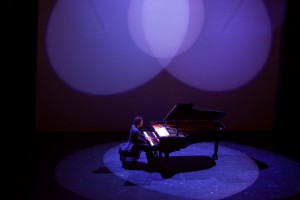 Spectral Scriabin, a collaboration of piano and lights performed by Eteri Andjaparidze and designed by Yale's own Jennifer Tipton, comes to the university's No Boundaries series in February. Photo by Chris Lee.