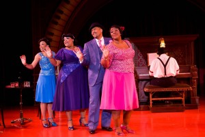 Debra Walton, Cynthia Thomas, Doug Eskew, Kecia Lewis-Evans and pianist/musical director Phillip Hill in the Long Wharf Theatre presenation of Ain't Misbehavin'. The show, directed and choreographed by the show's original team of Richard Maltby Jr. and Arthur Faria, misbehaves through Nov. 20.