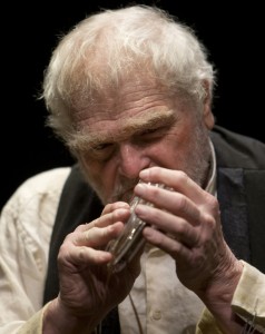 The tale of the tape: Brian Dennehy in Krapp's Last Tape at the Long Wharf Theatre through Dec. 18. Photo by T. Charles Erickson.
