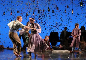 Bohemia's a party town in the Yale Rep production of The WInter's Tale. Photo by Joan Marcus.
