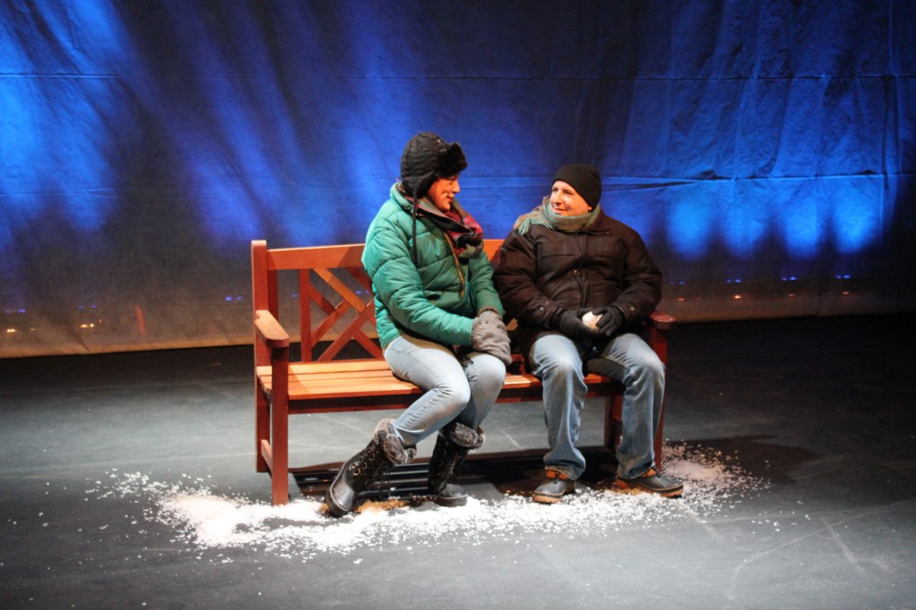 Mallory Pellegrino and Erich Greene in the New Haven Theater Company production of John Cariani's Almost, Maine, through Nov. 23 at English Building Markets in downtown New Haven.